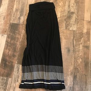 Foldover Maxi Skirt with Blue and White Stripes